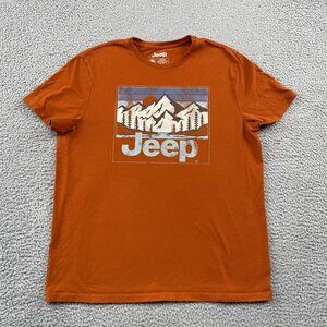 Jeep Mountains T-Shirt Mens Large Orange‎ Tee